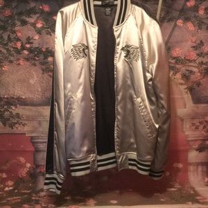 reversible black and silver jacket
